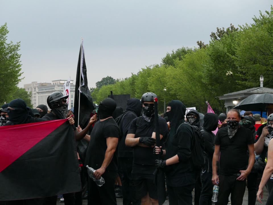 Counterprotesters standing on Pennsylvania Avenue outside the White House hoped to intercept Kessler and his group as they were leaving the rally. (Photo: Hunter Walker/Yahoo News)