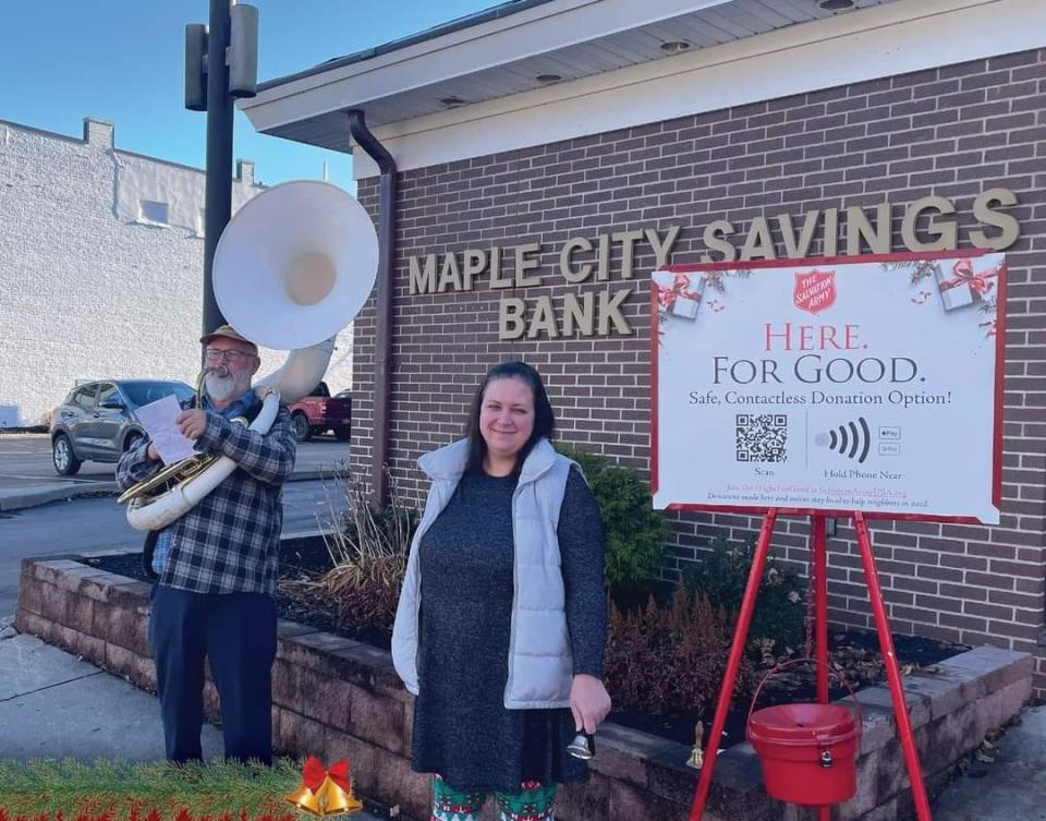 Maple City Savings Bank of Hornell participated in the 2023 Salvation Army Red Kettle Drive, bringing out the bells and some bigger instruments to catch the attention of passerby on Main Street.