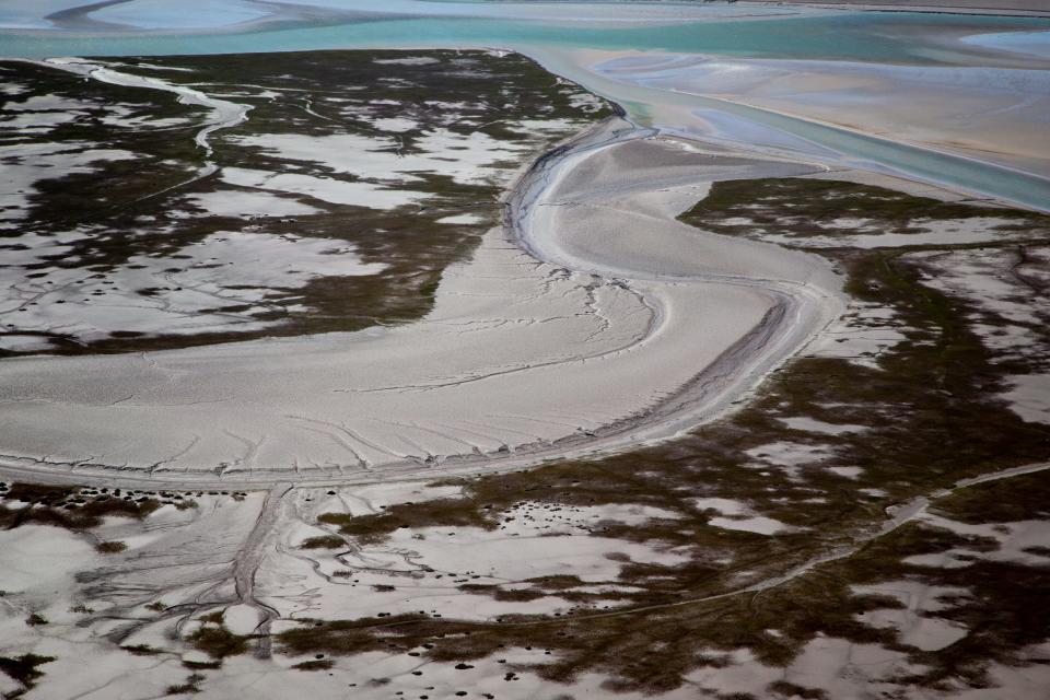 A tidal channel winds through the estuary of the Colorado River Delta in Mexico in 2020. Some have proposed adding a desalinization facility to help offset Colorado River water needs in the area.