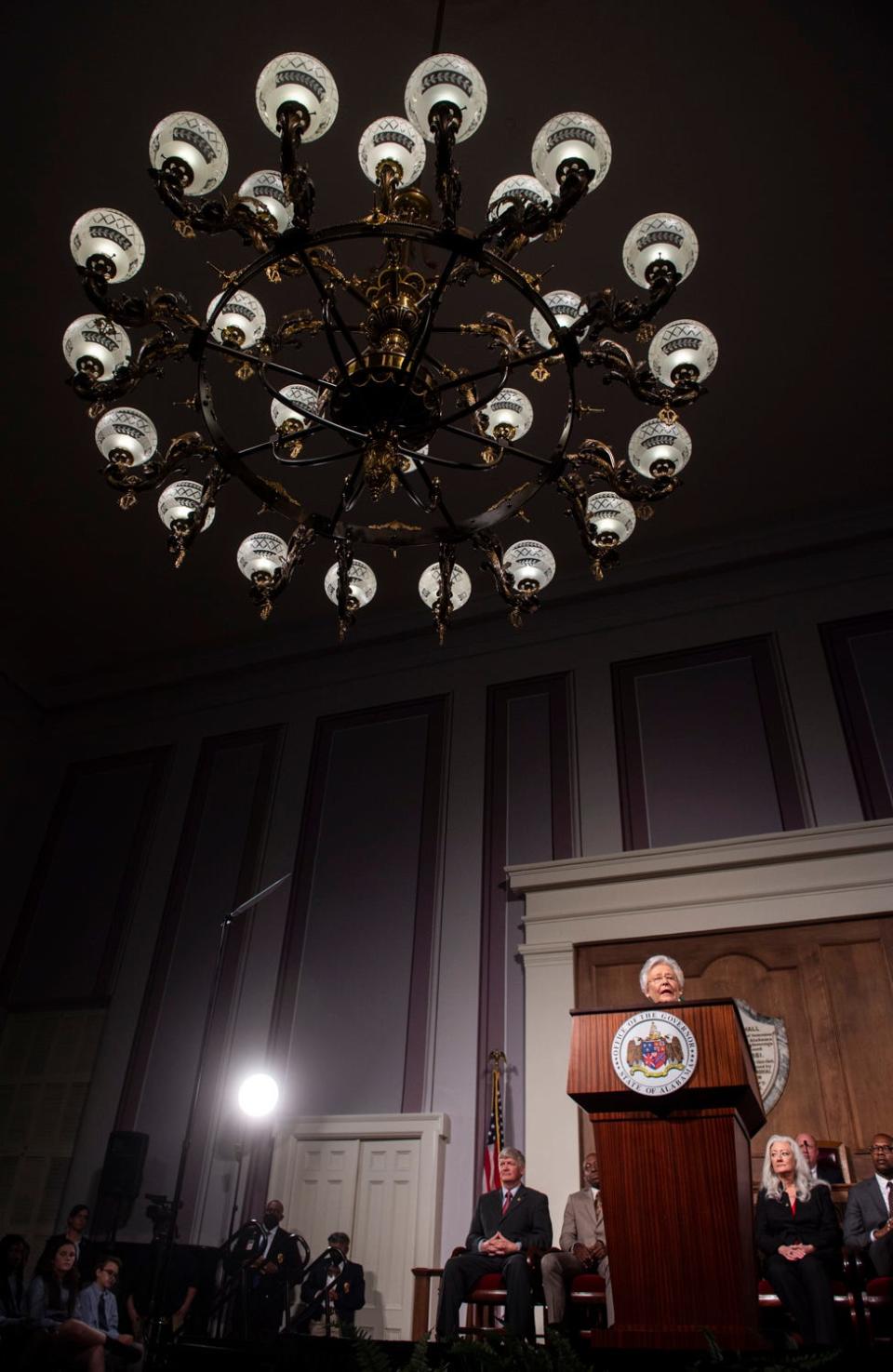 Gov. Kay Ivey speaks during the State of the State address at the Alabama State Capitol Building in Montgomery, Ala., on Tuesday, March 7, 2023.