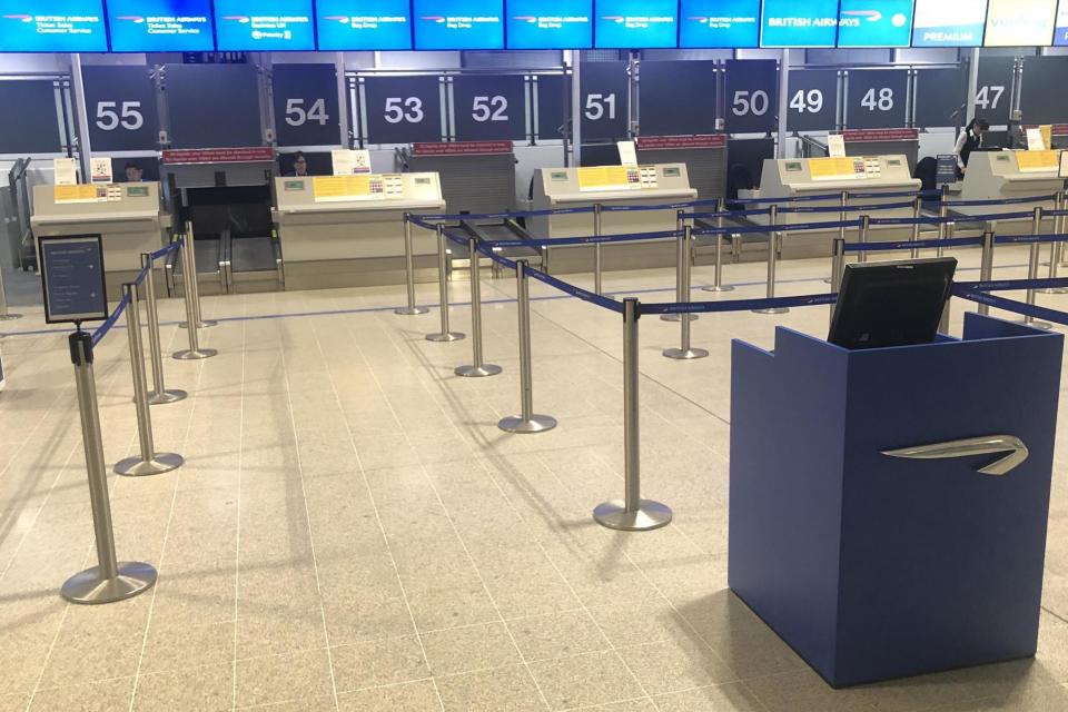 No go: British Airways' check-in area at Manchester airport: Simon Calder