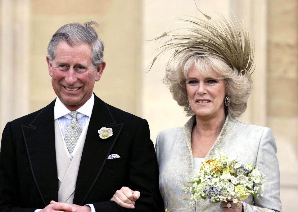 April 9th 2020 - Charles The Prince of Wales and Camilla The Duchess of Cornwall celebrate their fifteenth wedding anniversary. They were married at Windsor Guildhall, St. George's Chapel, Windsor Castle in Windsor, Berkshire, England, UK on April 9th 2005. - File Photo by: zz/AH/AAD/STAR MAX/IPx 2005 4/9/05 Prince Charles and Camilla Parker Bowles on their wedding day. (Windsor, England, UK)