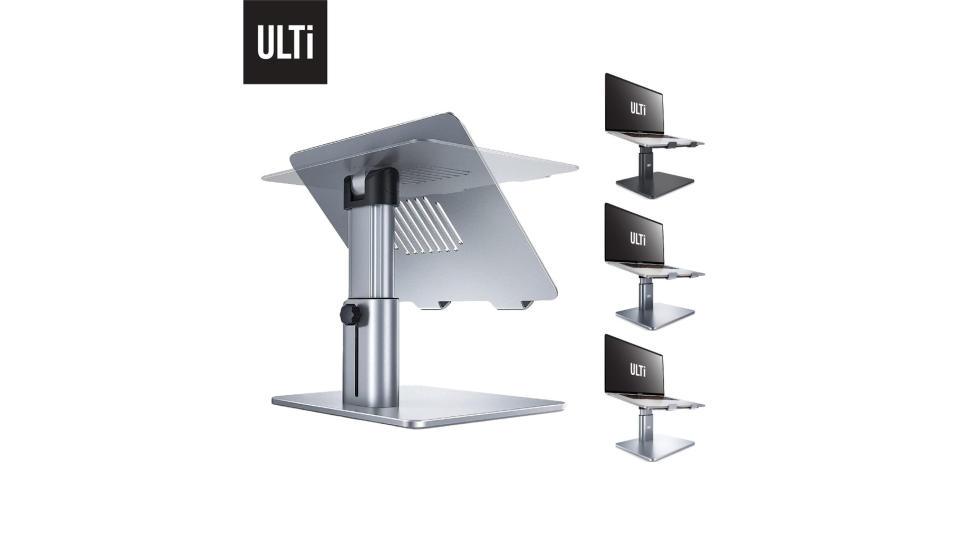 ULTi Heavy Duty Aluminium Laptop Stand, Ergonomic Height & Tilt Adjustable, Monitor Notebook Stand Holder, Monitor Riser. (Photo: Shopee SG)