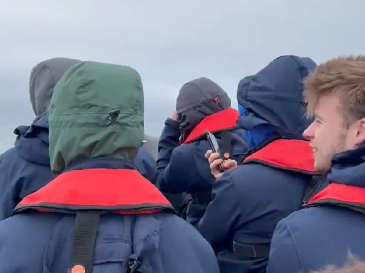 A group of Liverpool fans made their own way across the Channel after their flights were cancelled (Paddy O’Toole/screengrab)