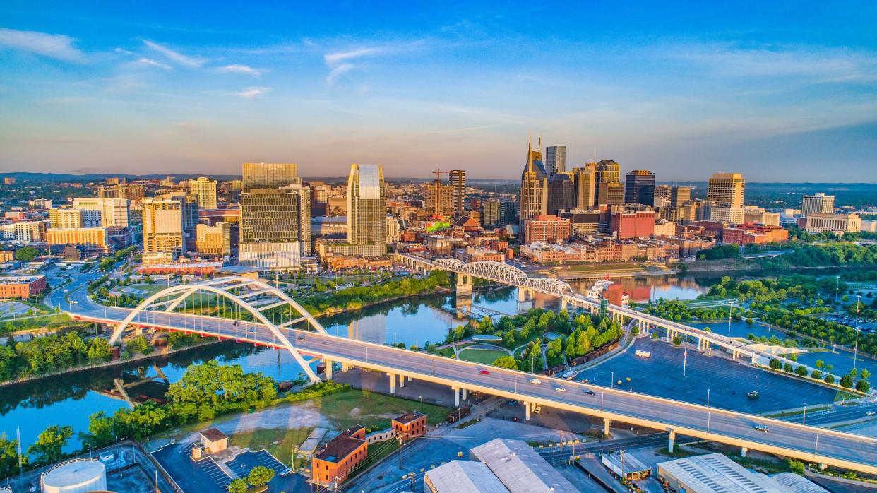 Downtown Nashville, Tennessee, USA Aerial.