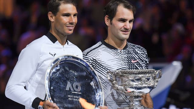 Nadal and Federer 12 months ago. Image: Getty