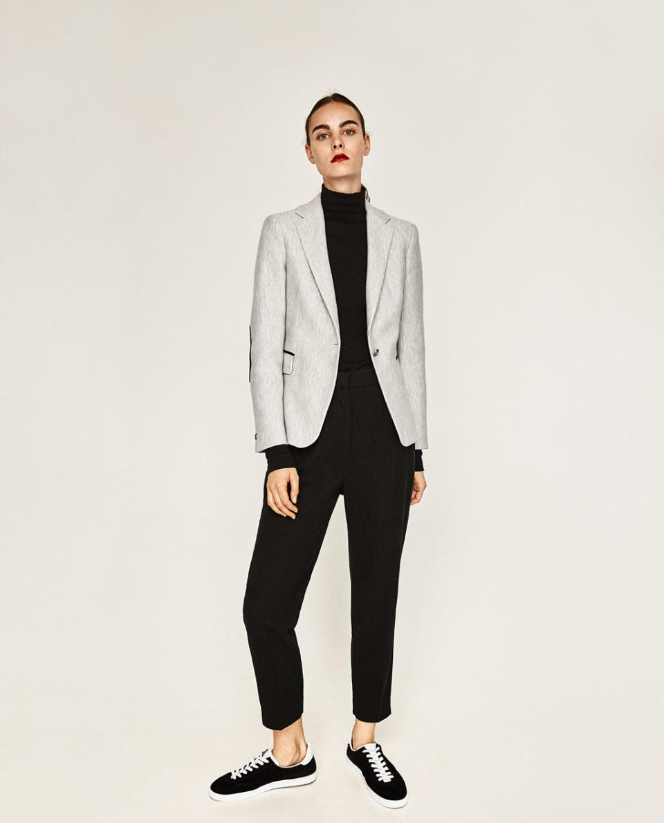 <p><a rel="nofollow noopener" href="http://www.zara.com/us/en/woman/blazers/blazer-with-elbow-patches-c756615p4288201.html" target="_blank" data-ylk="slk:Blazer With Elbow Patches, $100;elm:context_link;itc:0;sec:content-canvas" class="link ">Blazer With Elbow Patches, $100</a></p> <ul> <strong>Related Articles</strong> <li><a rel="nofollow noopener" href="http://thezoereport.com/fashion/style-tips/box-of-style-ways-to-wear-cape-trend/?utm_source=yahoo&utm_medium=syndication" target="_blank" data-ylk="slk:The Key Styling Piece Your Wardrobe Needs;elm:context_link;itc:0;sec:content-canvas" class="link ">The Key Styling Piece Your Wardrobe Needs</a></li><li><a rel="nofollow noopener" href="http://thezoereport.com/beauty/makeup/anastasia-beverly-hills-lip-palette/?utm_source=yahoo&utm_medium=syndication" target="_blank" data-ylk="slk:Anastasia Beverly Hills’ Latest Launch Could Be The Next Cult Product;elm:context_link;itc:0;sec:content-canvas" class="link ">Anastasia Beverly Hills’ Latest Launch Could Be The Next Cult Product</a></li><li><a rel="nofollow noopener" href="http://thezoereport.com/fashion/style-tips/winter-layering-outfit-ideas/?utm_source=yahoo&utm_medium=syndication" target="_blank" data-ylk="slk:4 Fashion-Girl Layering Tricks That'll Actually Keep You Warm This Winter;elm:context_link;itc:0;sec:content-canvas" class="link ">4 Fashion-Girl Layering Tricks That'll Actually Keep You Warm This Winter</a></li></ul>