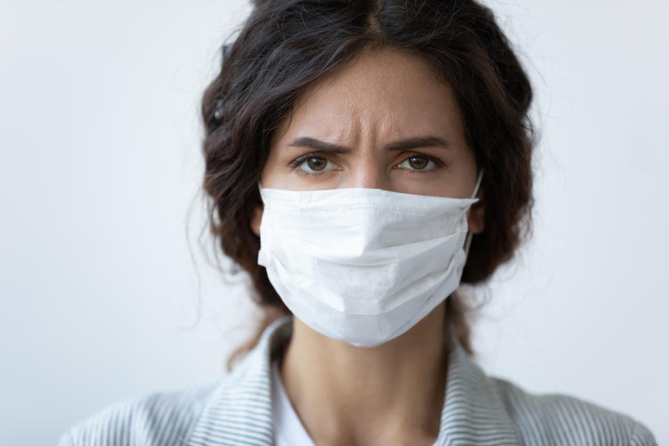 Turns out we are wearing the stress of the coronavirus pandemic on our faces. (Getty)