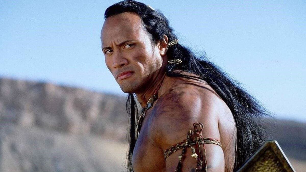 Dwayne Johnson grimé en Roi Scorpion - Universal