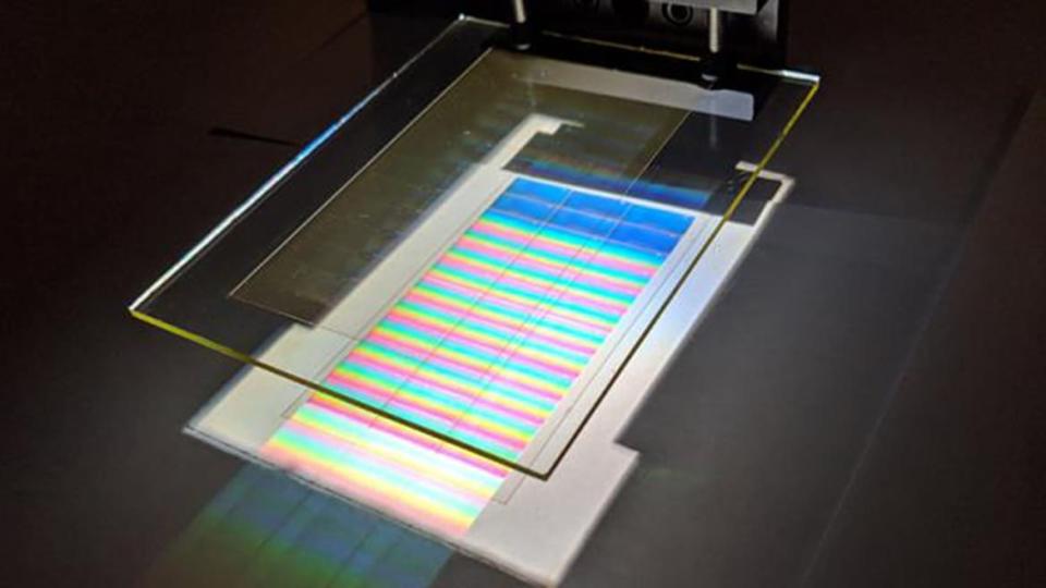 <div class="inline-image__caption"><p>Holographs like this one could help generate extra energy in solar power panels.</p></div> <div class="inline-image__credit">R.K. Kostuk, University of Arizona</div>