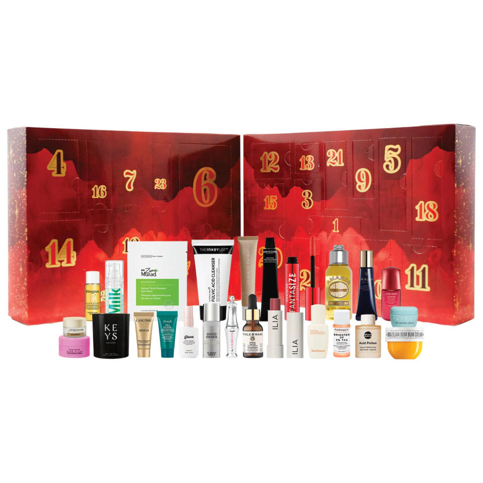 the sephora advent calendar open revealing the products included