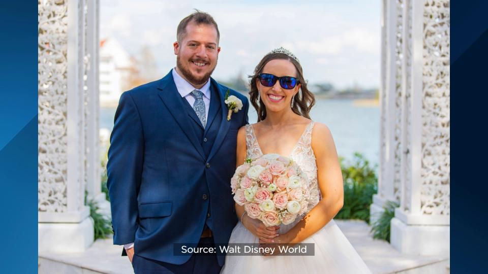 Kristin Robinson donned special glasses that allow the colorblind to see the world in color before her dream wedding at Walt Disney World.