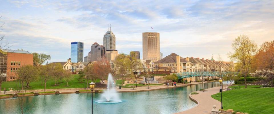 Downtown of Indianapolis by Indiana Central Canal