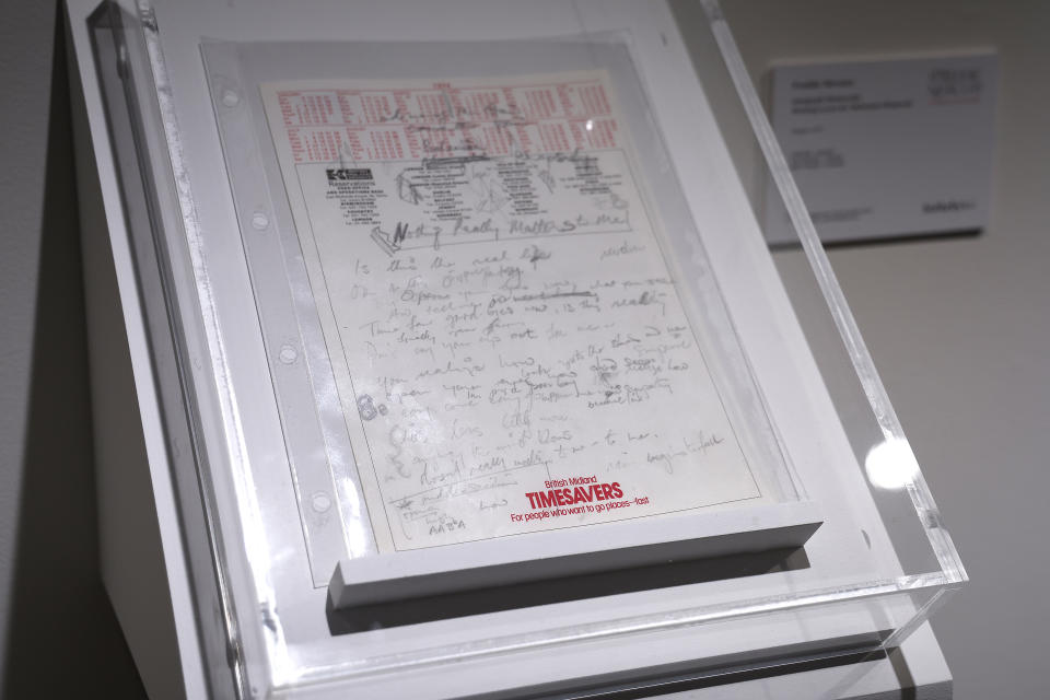 NEW YORK, NEW YORK - JUNE 01:  Freddie Mercury's autograph working lyrics for 