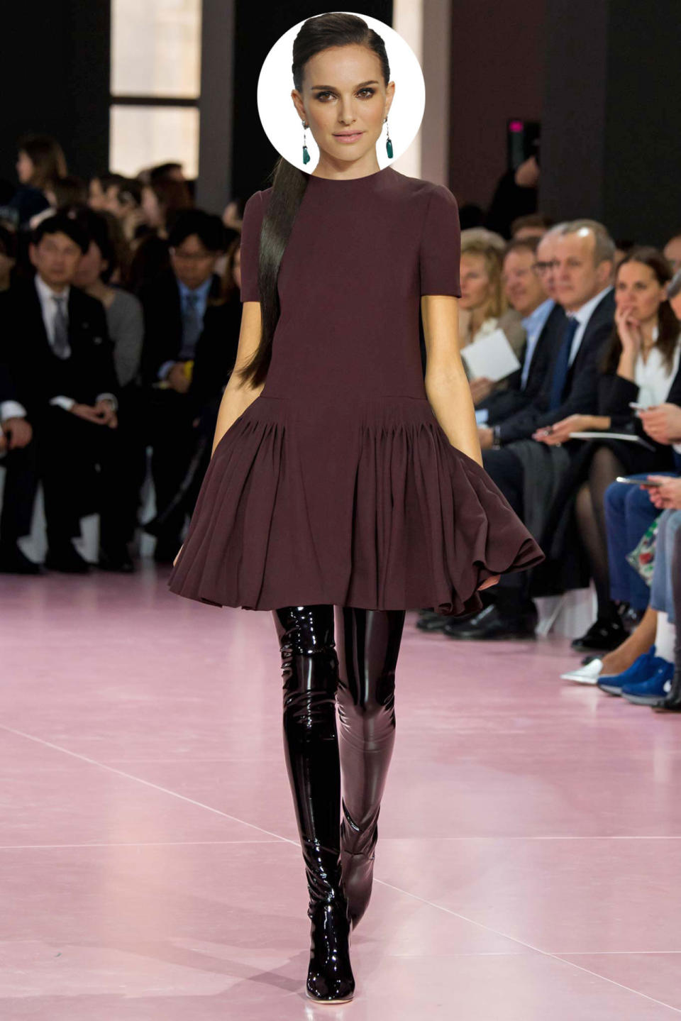 Miss Dior herself brings prim and proper to the brand but, when prompted, can add some unexpected edge as well. The dress is so her but with a little push the PVC thigh-high boots could be an out-of-her-box high-fashion hit.