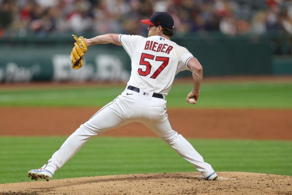 <span class="caption">The Cleveland Guardians are able to pay star pitcher Shane Bieber at a bargain rate.</span> <span class="attribution"><a class="link " href="https://www.gettyimages.com/detail/news-photo/cleveland-indians-starting-pitcher-shane-bieber-delivers-a-news-photo/1235481084?adppopup=true" rel="nofollow noopener" target="_blank" data-ylk="slk:Frank Jansky/Icon Sportswire via Getty Images;elm:context_link;itc:0;sec:content-canvas">Frank Jansky/Icon Sportswire via Getty Images</a></span>
