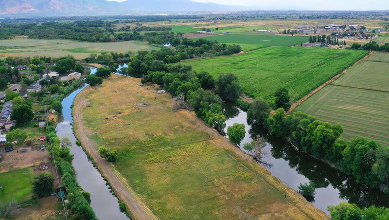 The Weber River and Warren Canal wind through Weber County on Wednesday, July 26, 2023. Brad Blanch is a West Weber resident who wants to lease several hundred acre-feet of water to benefit the Great Salt Lake.