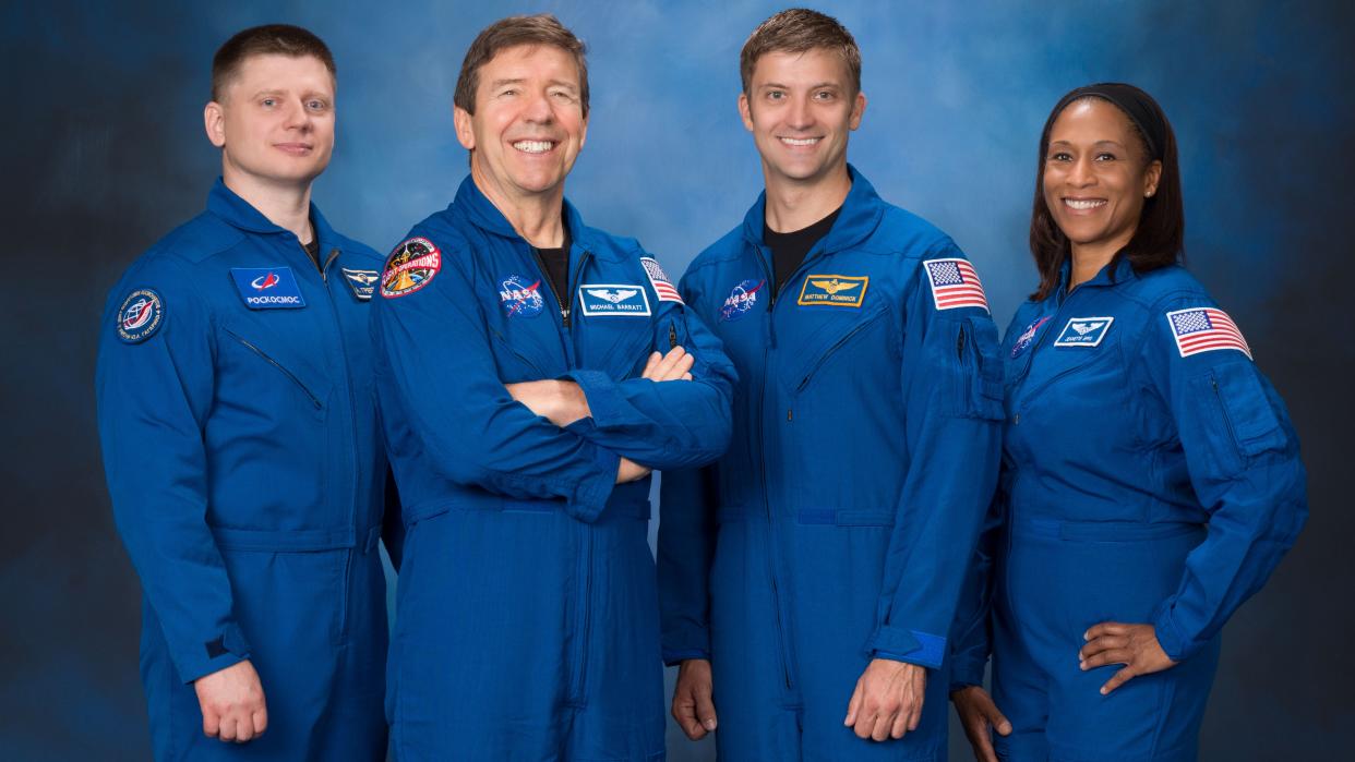  SpaceX Crew-8 crew. From left to right: Roscosmos cosmonaut Alexander Grebenkin, NASA astronaut Michael Barratt, NASA astronaut Matthew Dominick and NASA astronaut Jeanette Epps. 