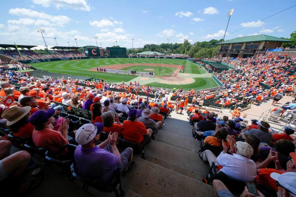 Jun 2, 2023; Clemson, SC, USA; A general view of the afternoon crowd during the NCAA Baseball Regionals at Clemson University. Mandatory Credit: Jim Dedmon-USA TODAY Sports