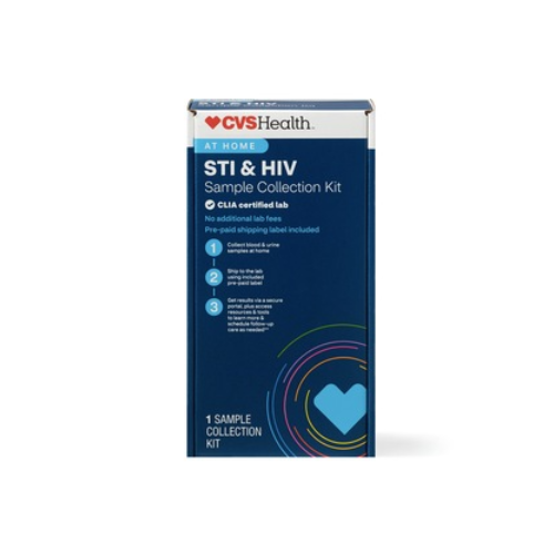 CVS Health At-Home STI/HIV Test Kit against white background