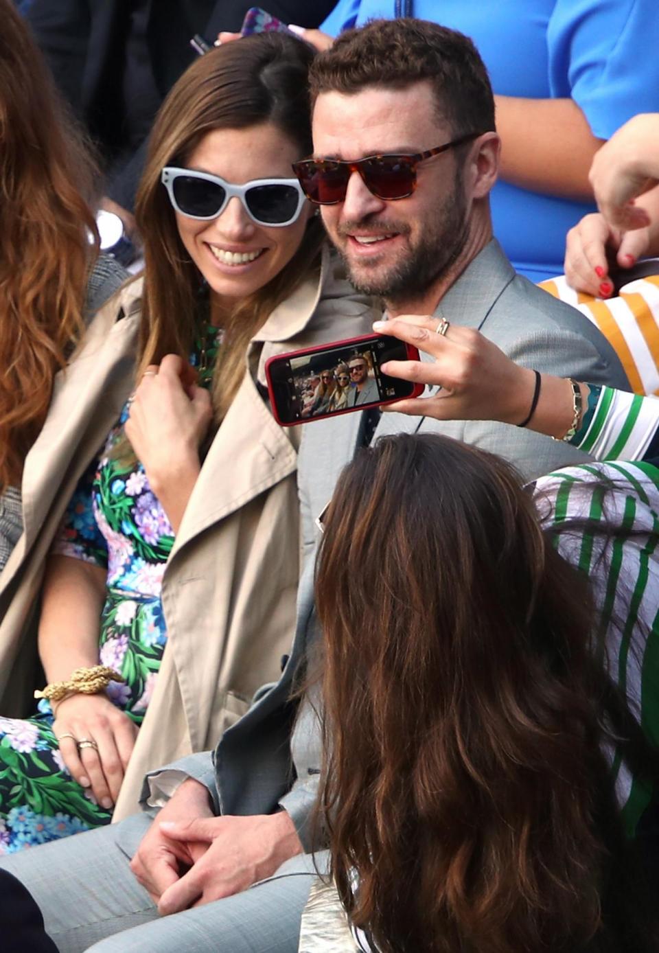 Justin Timberlake and his wife Jessica Biel attend Wimbledon (Getty Images)