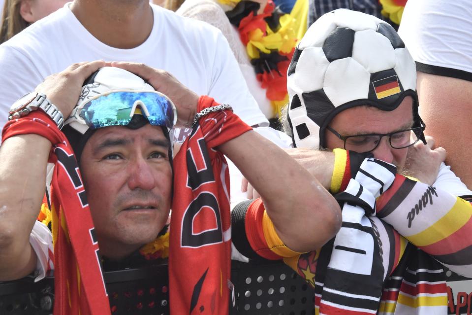 Don’t mention the VAR: German fans can’t believe the shock result. (Getty)