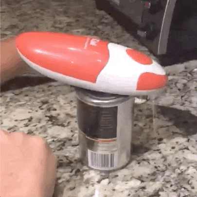 An automatic, hands-free electric can opener that does all the work for you