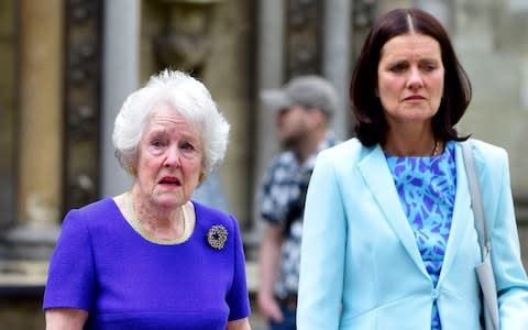 Mary Parkinson and her mother, Ann, attend a service of thanksgiving for the life and work of Lord Cecil Parkinson in June 2016 - Credit: Steve Back/Barcroft Media