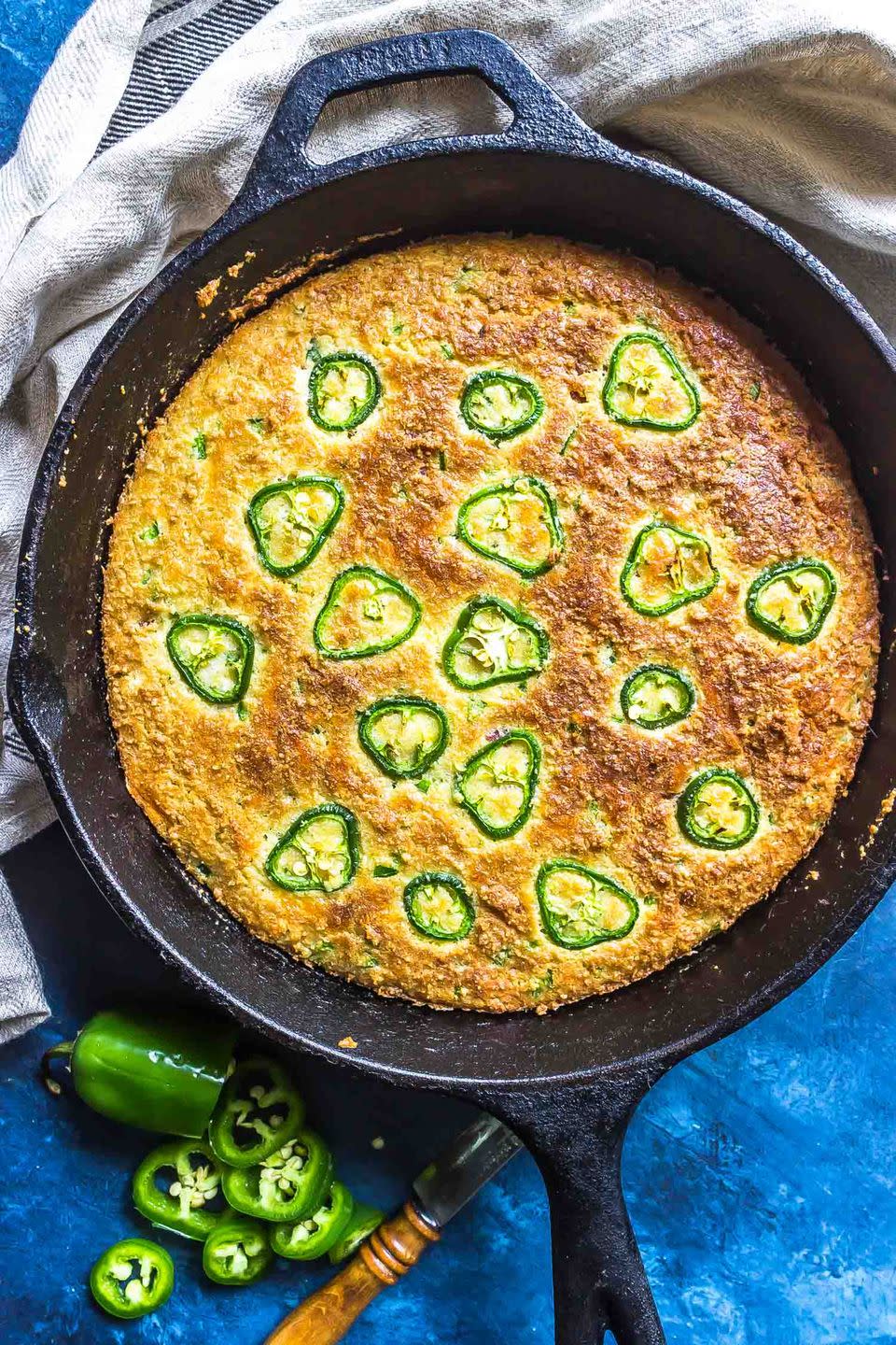 <p>Cornbread is comfort food in a nutshell and it goes great as a base for a stuffing (<a href="https://www.castironketo.net/blog/keto-stuffing" rel="nofollow noopener" target="_blank" data-ylk="slk:here’s another low-carb keto stuffing;elm:context_link;itc:0;sec:content-canvas" class="link ">here’s another low-carb keto stuffing</a>) or for a side with turkey and veggies. This recipe from <a href="https://www.castironketo.net/blog/keto-cornbread" rel="nofollow noopener" target="_blank" data-ylk="slk:Cast Iron Keto;elm:context_link;itc:0;sec:content-canvas" class="link ">Cast Iron Keto</a> has a kick from jalapeno pepper, too.</p>