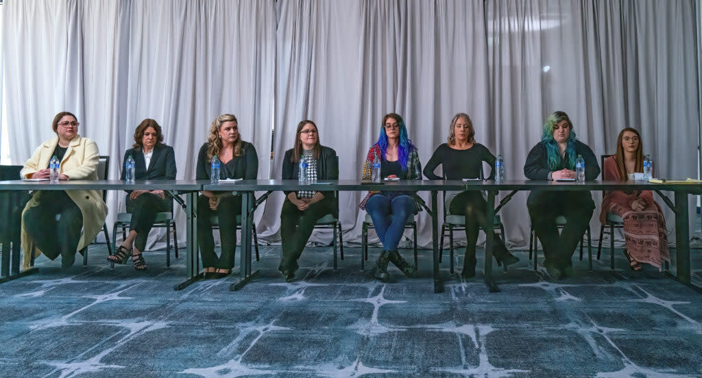 Eight Johnson City women who are participating in a lawsuit against Johnson City over its handling of rape reports spoke at a February press conference in Knoxville to push back on public statements suggesting victims shared fault (Photo: John Partipilo)