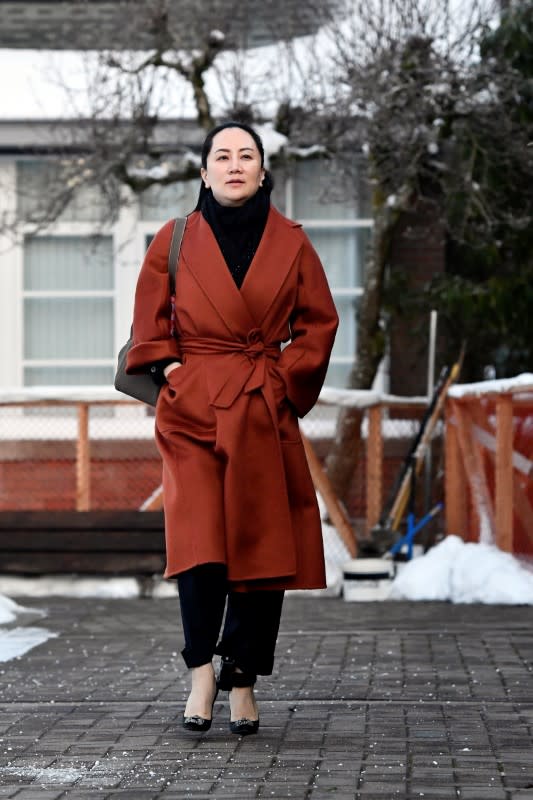 Huawei Chief Financial Officer Meng Wanzhou leaves her home to attend a case management conference in Vancouver