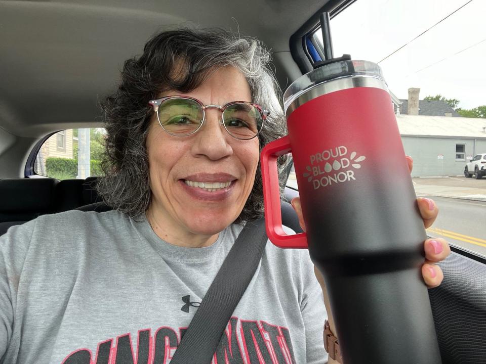 Anne Saker is an 18-gallon blood donor.