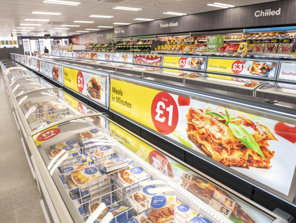 Freezer aisles at Iceland supermarket, UK. (Photo by: Alex Segre/UCG/Universal Images Group via Getty Images)