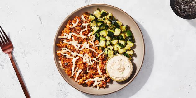 Keto Turkey Chili & Zucchini with Ancho Lime Crema (Photo: Factor)