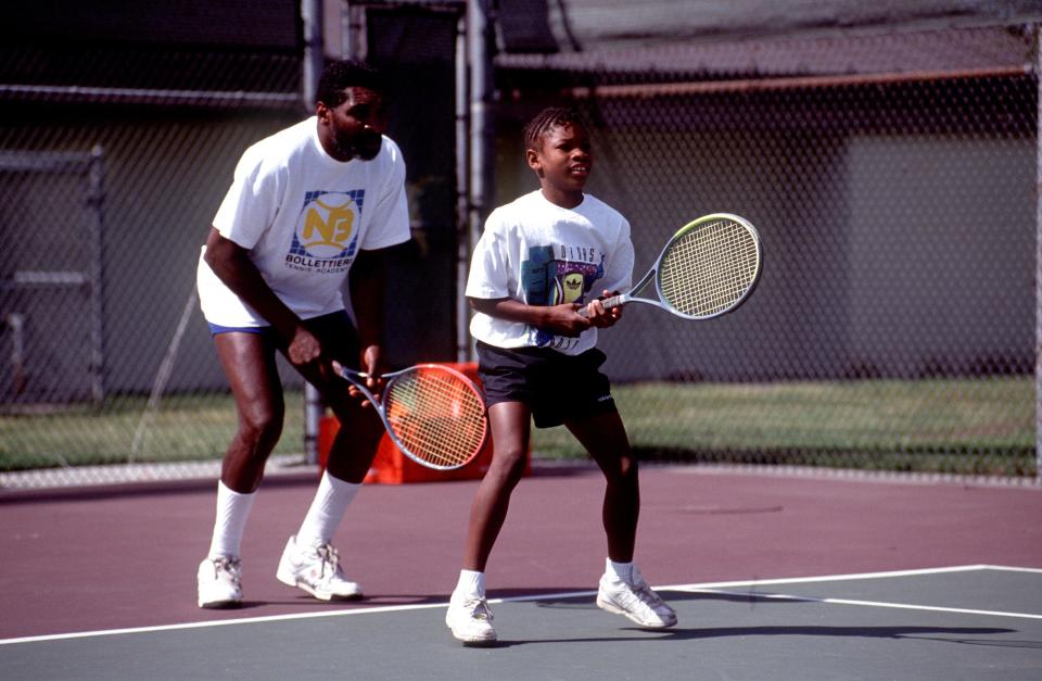 Richard Williams taught Serena Williams to play tennis on a public court in Compton, California. (Getty)