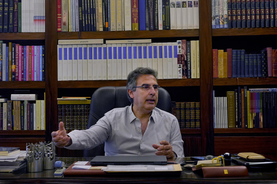 Former director general of Lebanon's Finance Ministry Alain Bifani speaks during an interview with The Associated Press at his home in Beirut, Lebanon, Tuesday, July 11, 2023. (AP Photo/Bilal Hussein)