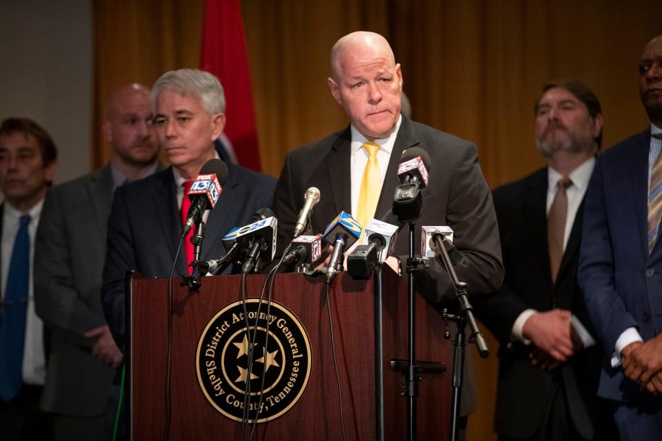 TBI Director David Rausch speaks during a news conference in Memphis in January. The TBI is using a federal grant to outsource the testing of rape kits to a Florida company.