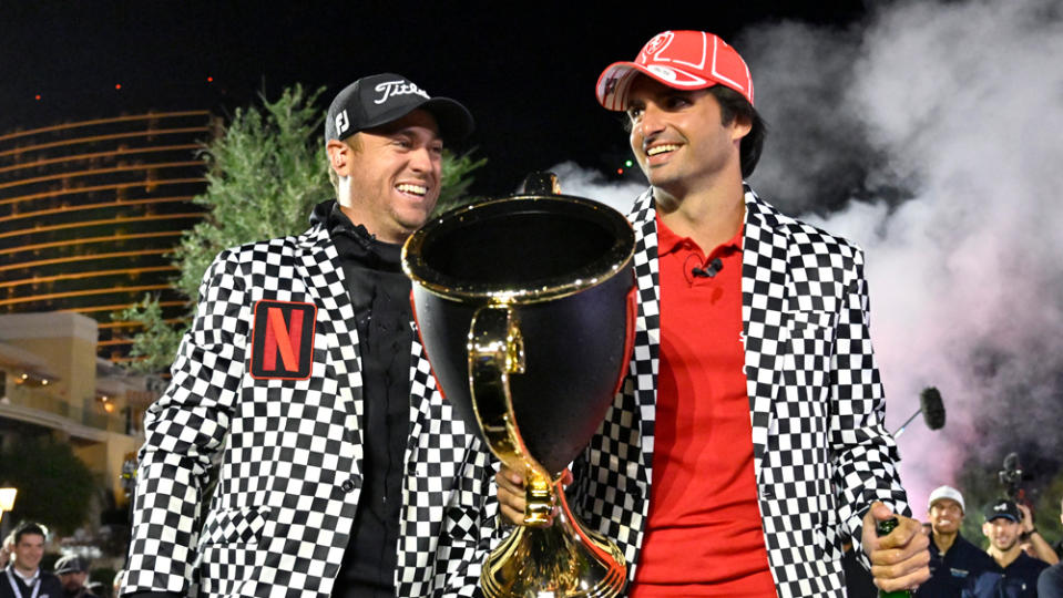 Justin Thomas and Carlos Sainz take the Netflix Cup.