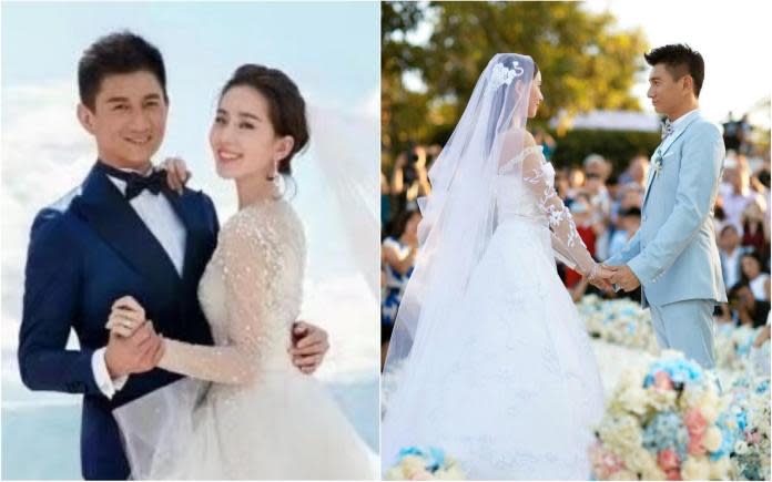 ▲吳奇隆（左圖左）與劉詩詩（左圖右）結婚8年甜蜜蜜。（圖／翻攝自微博）