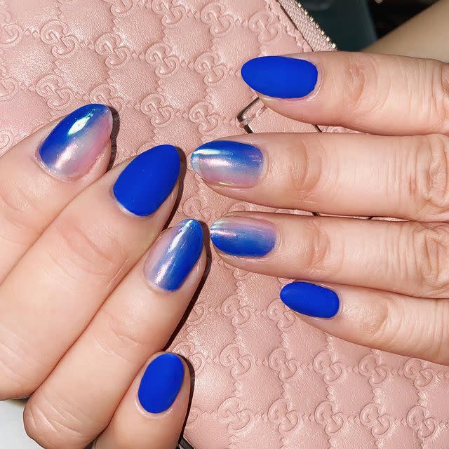 1) Blue and Chrome Mani for Hanukkah