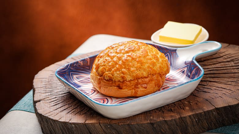 Chinese bolo bao served with butter
