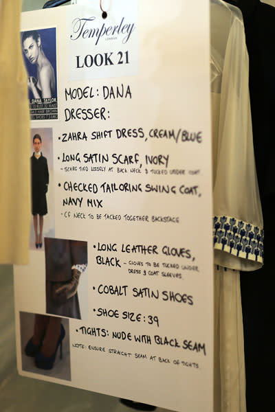 Instructions backstage at the Temperley show © Getty