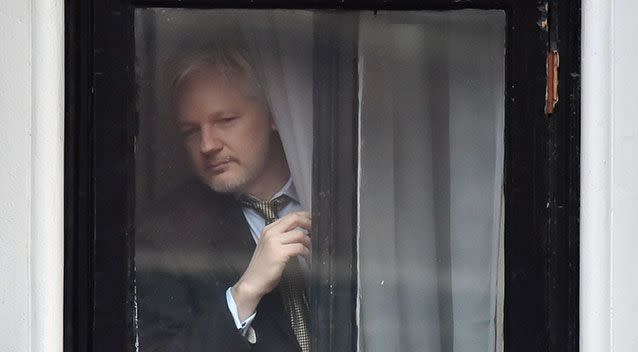 Julian Assange pictured inside the embassy. Source: AAP