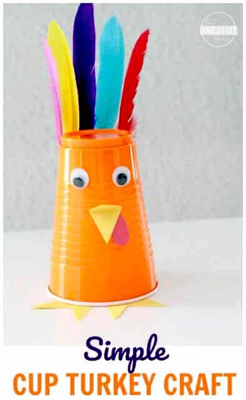 <p>123 Homeschool 4 Me</p><p>Gobble, gobble! Having kids create some turkey cups will make everyone who sees them smile. Check out <a href="https://www.123homeschool4me.com/simple-turkey-craft_39" rel="nofollow noopener" target="_blank" data-ylk="slk:123 Homeschool 4 Me;elm:context_link;itc:0;sec:content-canvas" class="link "><em>123 Homeschool 4 Me</em></a> for more deets.</p>