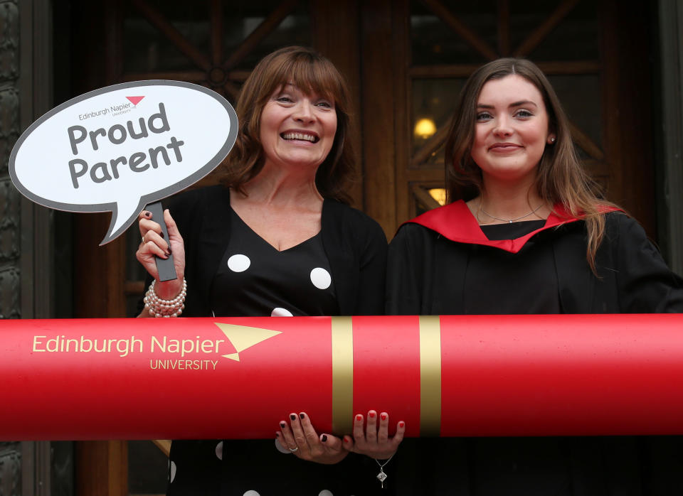 TV presenter Lorraine Kelly with her daughter Rosie Smith, after she graduated from Edinburgh Napier university with a journalism degree.