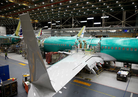 FILE PHOTO: FILE PHOTO: A 737 Max aircraft is pictured at the Boeing factory in Renton, Washington, U.S., March 27, 2019. REUTERS/Lindsey Wasson/File Photo