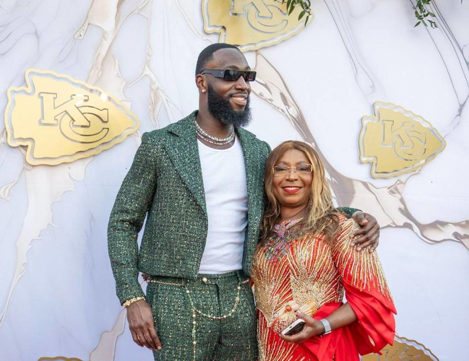 Chiefs defensive end Charles Omenihu walked the red carpet before the Super Bowl LVIII championship rings presentation event on Thursday, June 13, 2024, at The Nelson-Atkins Museum in Kansas City.