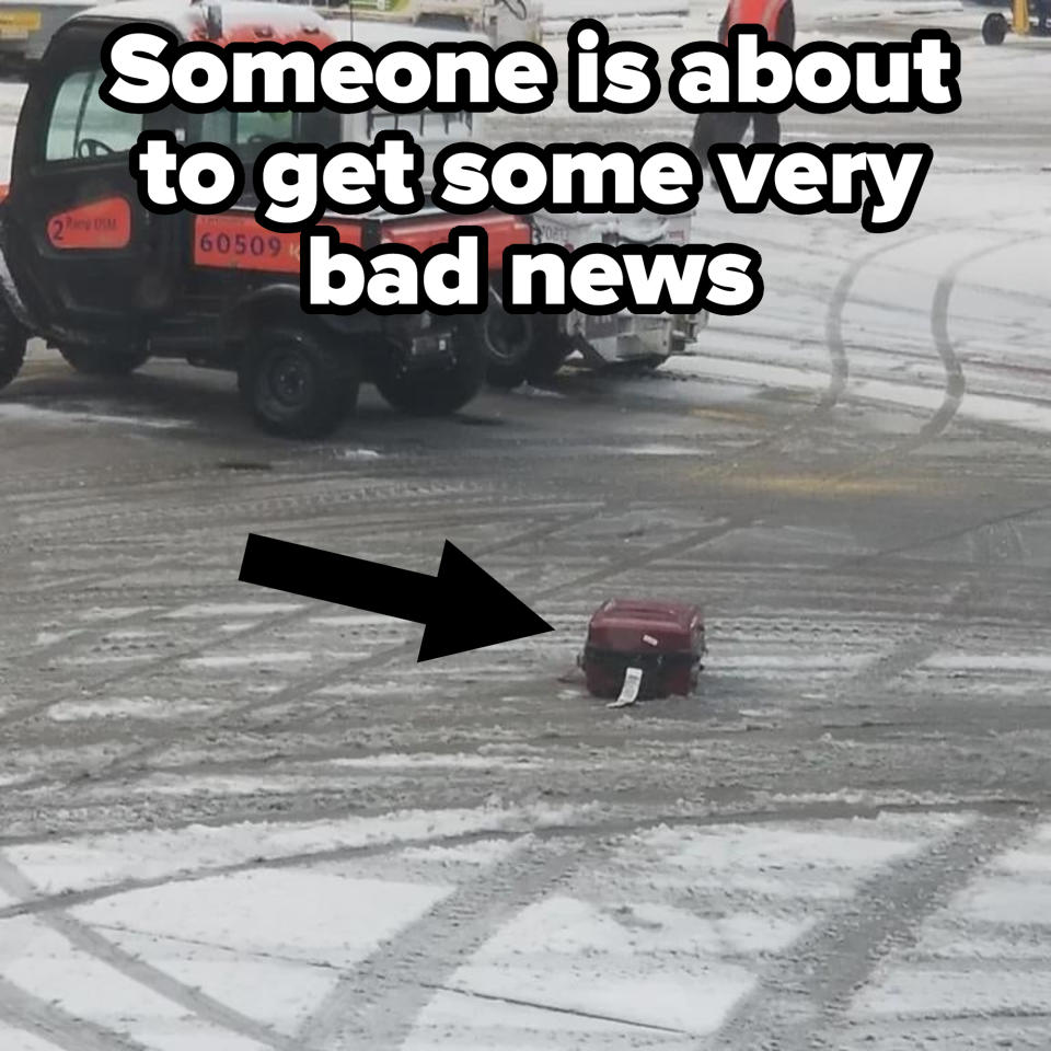 a piece of luggage on the tarmac