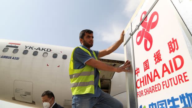 A batch of China's Sinopharm COVID-19 vaccine arrives in Damascus