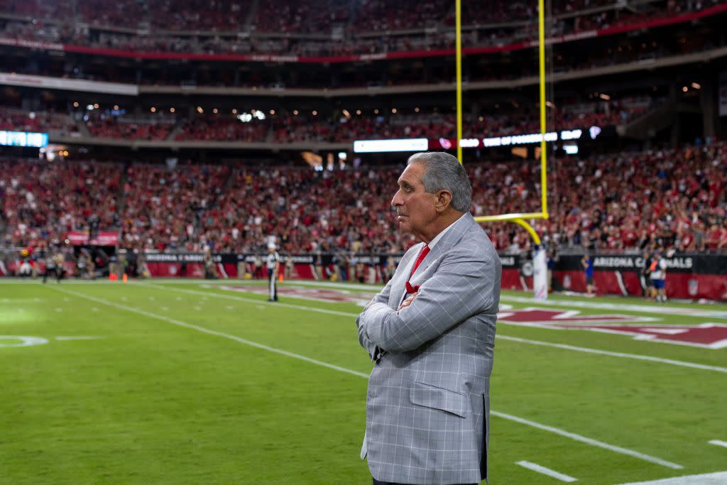 Owner and chairman Arthur Blank of the Atlanta Falcons watches the game between the Atlanta Falcons and Arizona Cardinals at State Farm Stadium on October 13, 2019 in Glendale, Arizona.